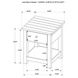 Mesa auxiliar de madera Payne con 1 cajón y estante, color blanco envejecido