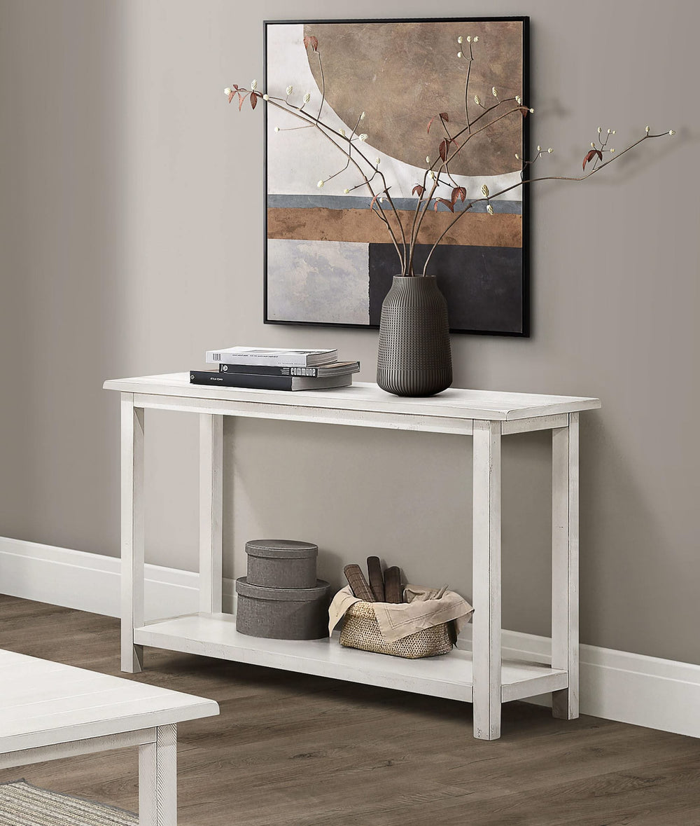 Consola de sofá para entrada de madera Payne en blanco