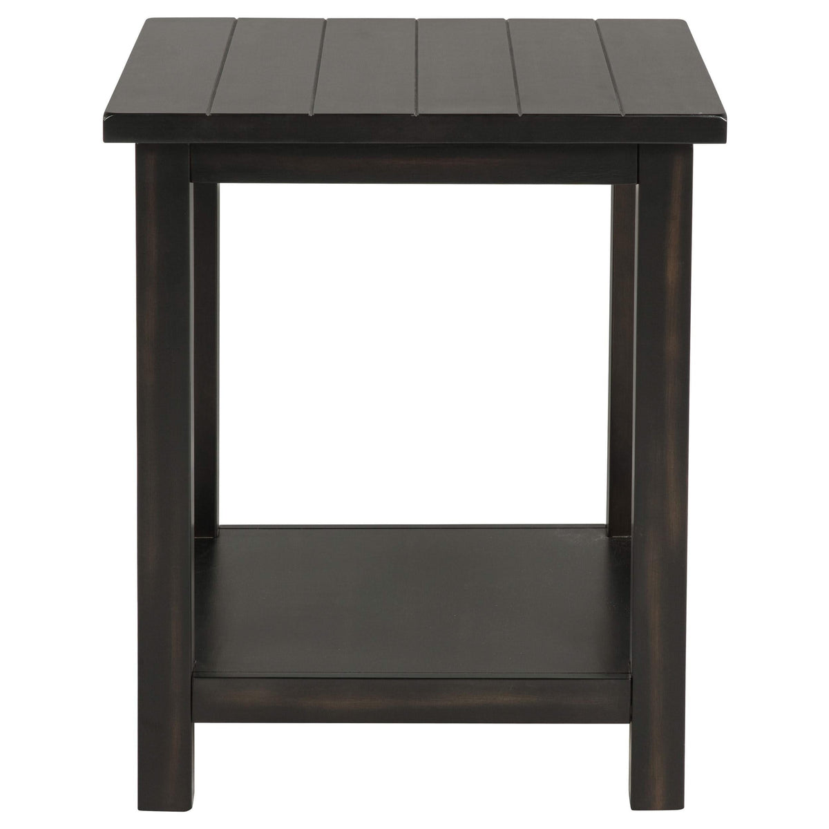 Mesa auxiliar de madera Payne con estante en tono Java envejecido