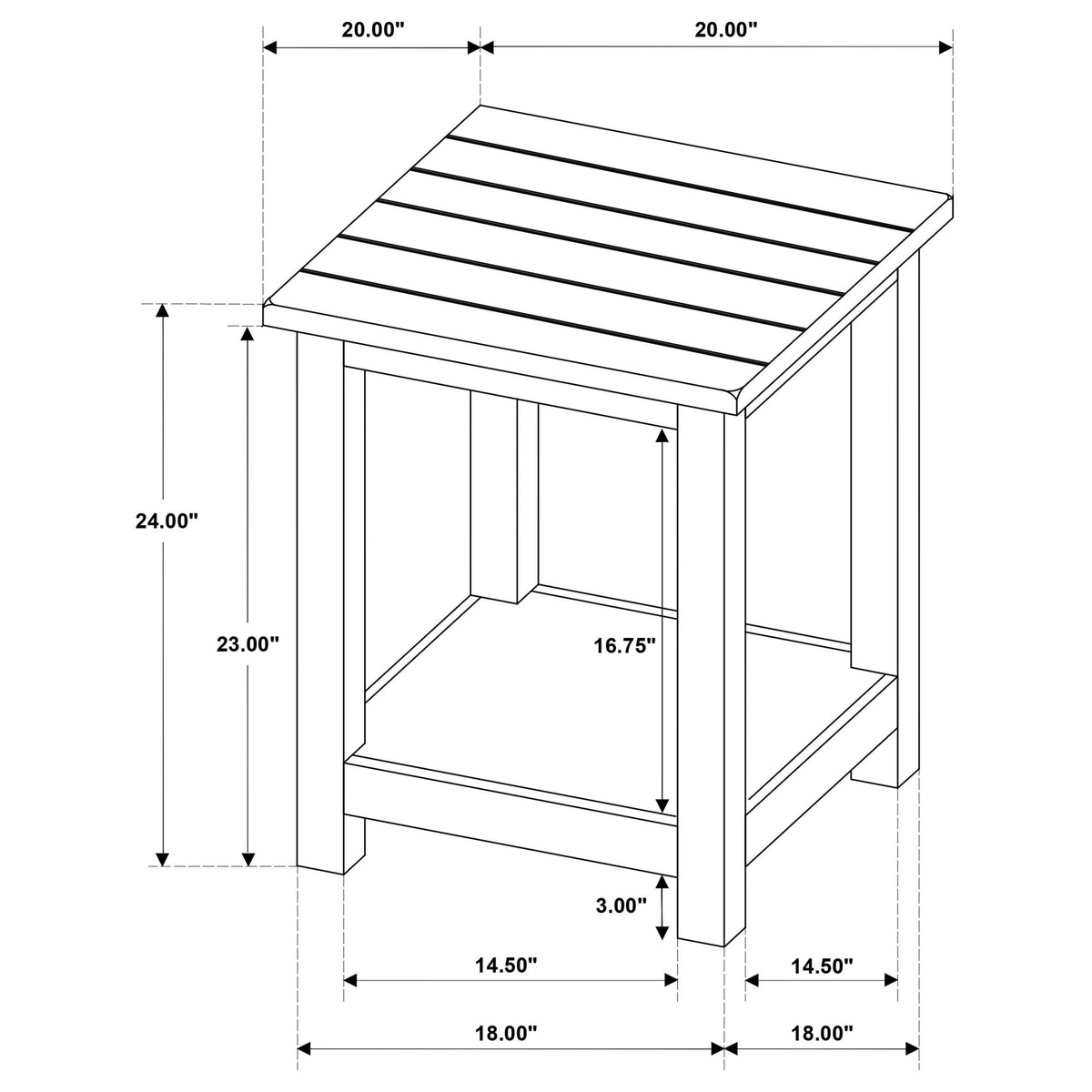 Mesa auxiliar de madera Payne con estante en tono Java envejecido