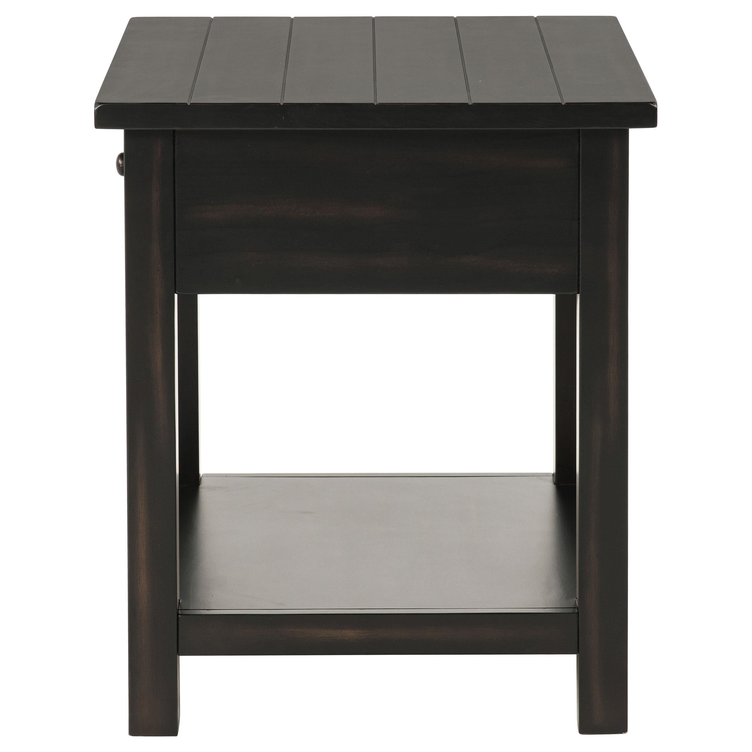 Payne 1-drawer Wood End Table with Shelf Distressed Java