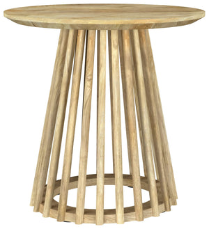 Mesa auxiliar redonda de madera maciza Touhy de mango natural