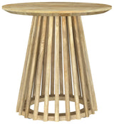 Mesa auxiliar redonda de madera maciza Touhy de mango natural
