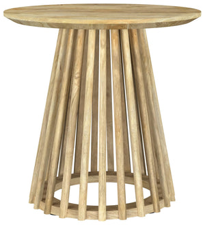 Mesa auxiliar redonda de madera maciza Touhy de mango natural