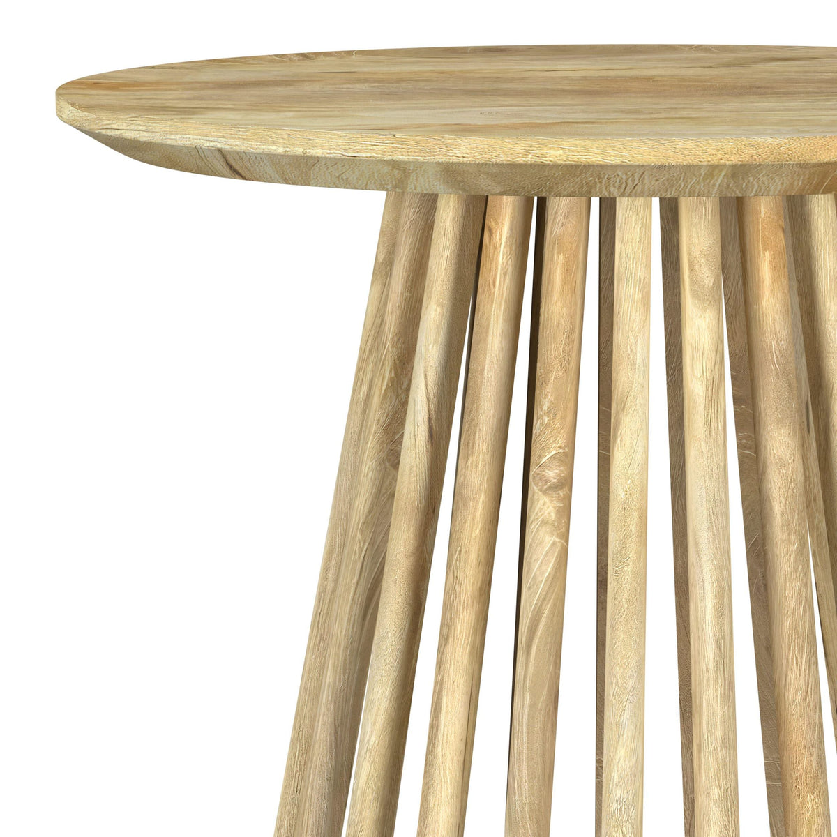 Mesa auxiliar redonda de madera maciza Touhy de mango natural