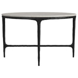 Mesa de centro redonda de metal con superficie de mármol auténtico Hermas, color blanco