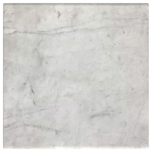 Mesa auxiliar cuadrada Ebby de metal con tapa de mármol auténtico, color blanco