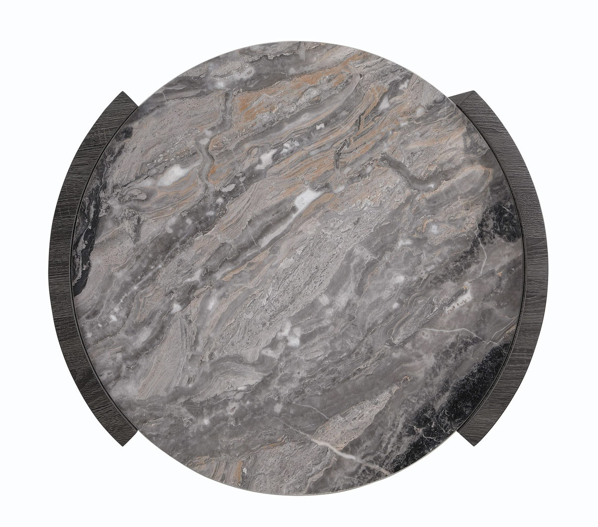 Mesa auxiliar redonda Gladstone con superficie de imitación de mármol, gris envejecido