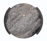 Mesa auxiliar redonda Gladstone con superficie de imitación de mármol, gris envejecido