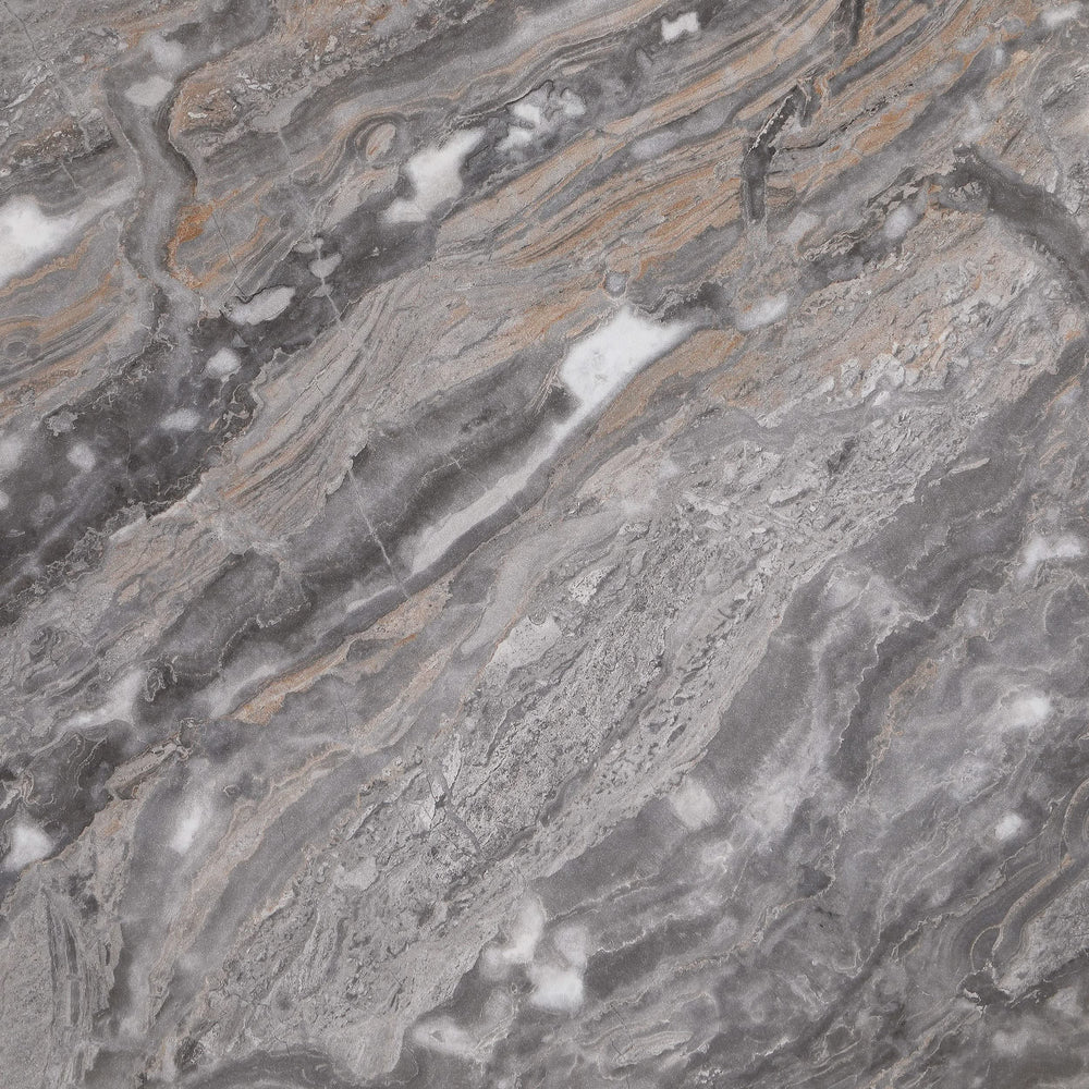 Mesa auxiliar redonda Gladstone con superficie de imitación de mármol, gris envejecido