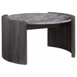 Mesa de centro redonda Gladstone con superficie de imitación de mármol, gris envejecido