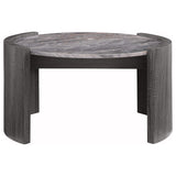 Mesa de centro redonda Gladstone con superficie de imitación de mármol, gris envejecido