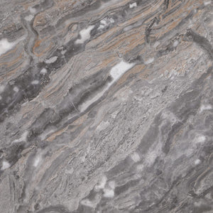 Mesa de centro redonda Gladstone con superficie de imitación de mármol, gris envejecido