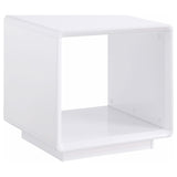 Mesa auxiliar cuadrada Paseo blanca de alto brillo