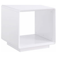 Mesa auxiliar cuadrada Paseo blanca de alto brillo