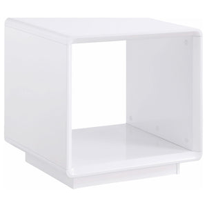 Mesa auxiliar cuadrada Paseo blanca de alto brillo