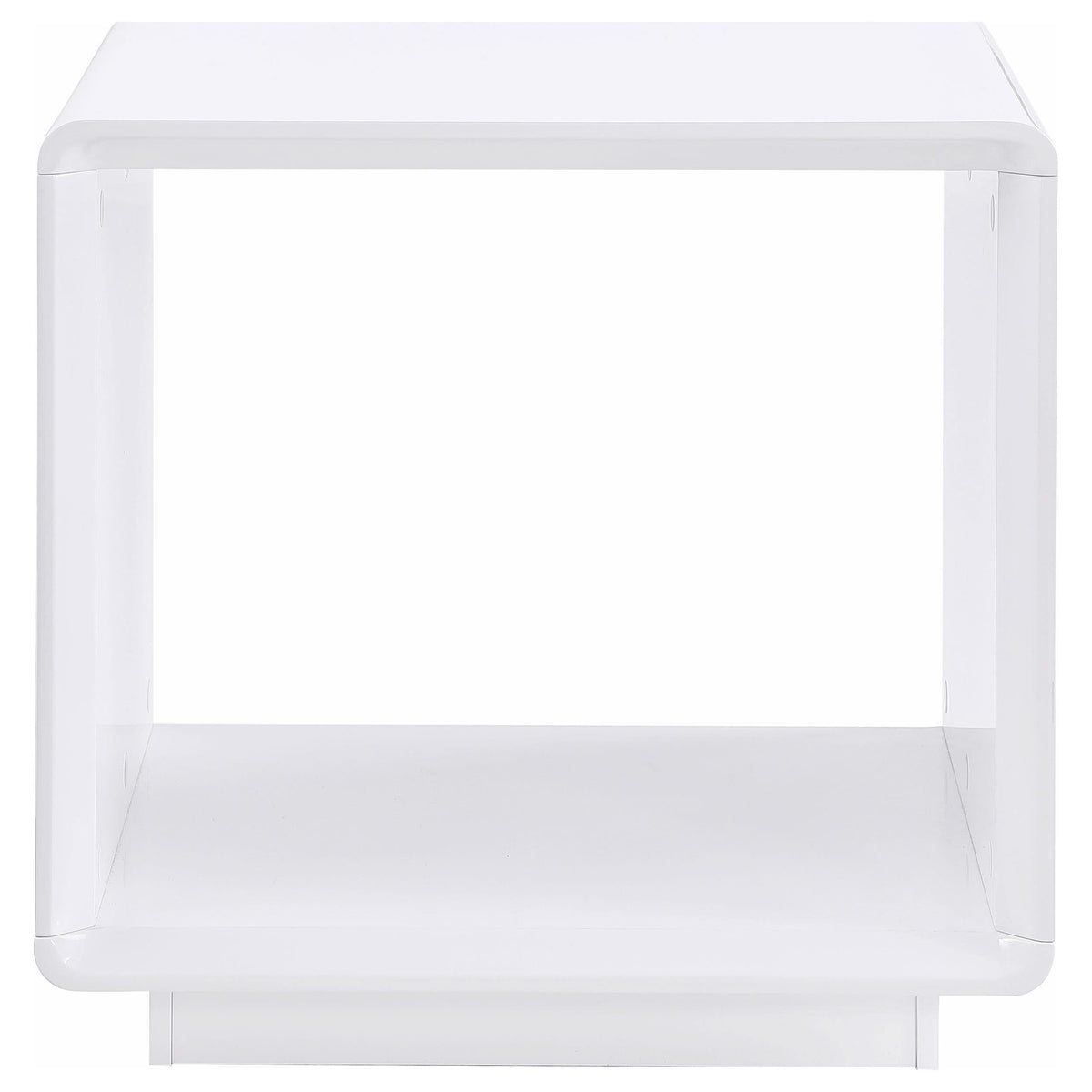 Mesa auxiliar cuadrada Paseo blanca de alto brillo