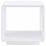 Mesa auxiliar cuadrada Paseo blanca de alto brillo