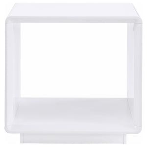 Mesa auxiliar cuadrada Paseo blanca de alto brillo