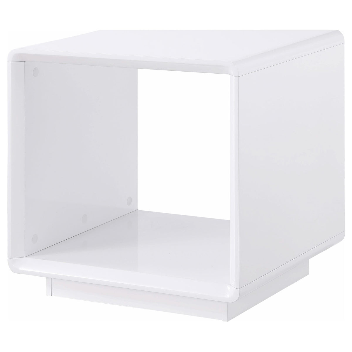 Mesa auxiliar cuadrada Paseo blanca de alto brillo