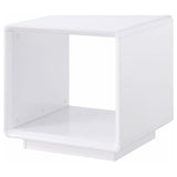 Mesa auxiliar cuadrada Paseo blanca de alto brillo