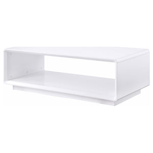 Mesa de centro rectangular para cóctel Paseo, blanca, de alto brillo