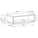Mesa de centro rectangular para cóctel Paseo, blanca, de alto brillo