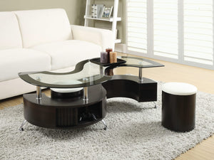 Juego de mesa de centro y taburetes Buckley de 3 piezas, color capuchino