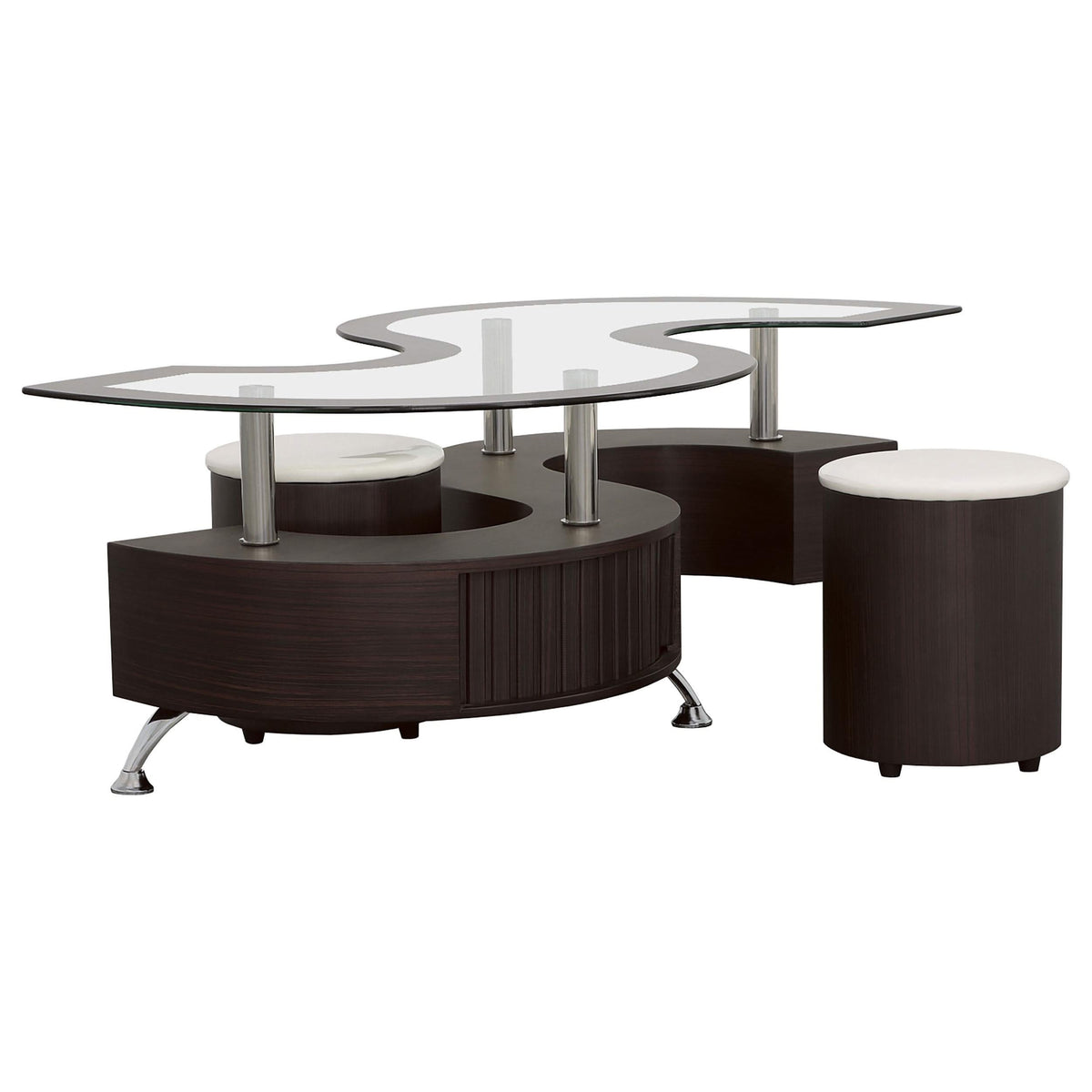 Juego de mesa de centro y taburetes Buckley de 3 piezas, color capuchino