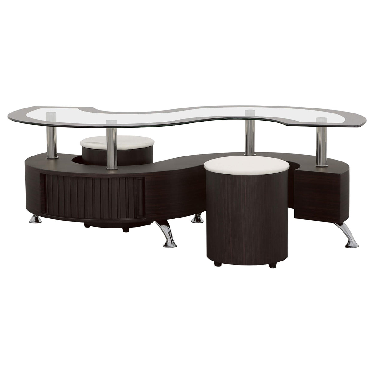 Juego de mesa de centro y taburetes Buckley de 3 piezas, color capuchino