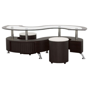Juego de mesa de centro y taburetes Buckley de 3 piezas, color capuchino