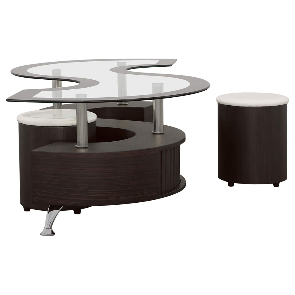 Juego de mesa de centro y taburetes Buckley de 3 piezas, color capuchino