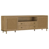 Mueble para TV de dos puertas de caña de ratán Arini, consola multimedia color arena