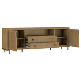 Mueble para TV de dos puertas de caña de ratán Arini, consola multimedia color arena