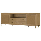 Mueble para TV de dos puertas de caña de ratán Arini, consola multimedia color arena