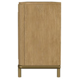 Mueble para TV de dos puertas de caña de ratán Arini, consola multimedia color arena