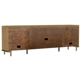 Mueble para TV de dos puertas de caña de ratán Arini, consola multimedia color arena