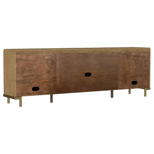 Mueble para TV de dos puertas de caña de ratán Arini, consola multimedia color arena