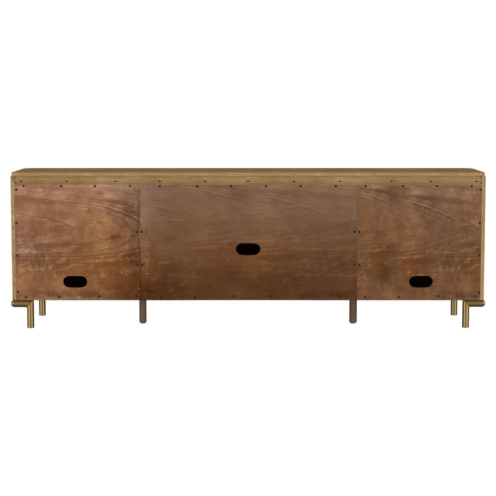 Mueble para TV de dos puertas de caña de ratán Arini, consola multimedia color arena