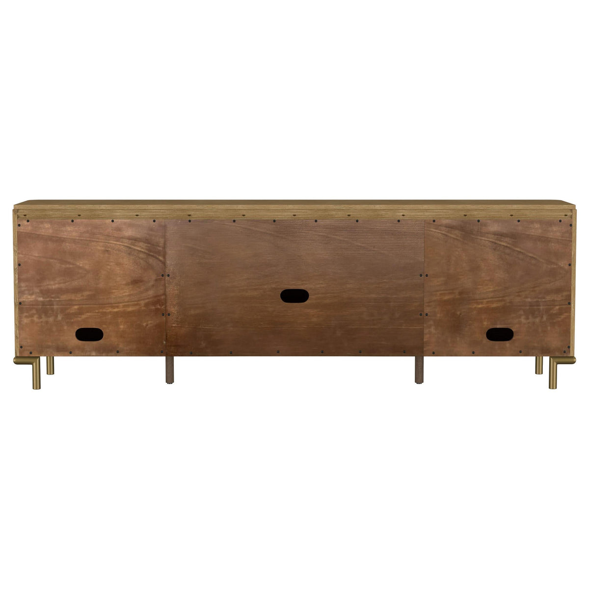 Mueble para TV de dos puertas de caña de ratán Arini, consola multimedia color arena