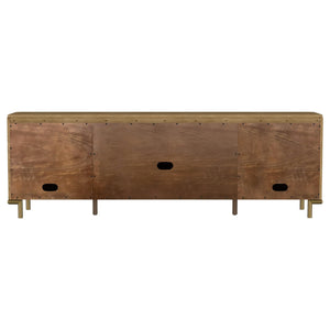 Mueble para TV de dos puertas de caña de ratán Arini, consola multimedia color arena