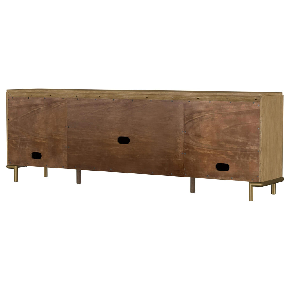 Mueble para TV de dos puertas de caña de ratán Arini, consola multimedia color arena