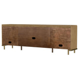 Mueble para TV de dos puertas de caña de ratán Arini, consola multimedia color arena