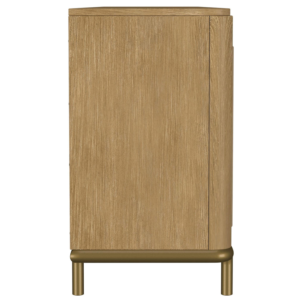 Mueble para TV de dos puertas de caña de ratán Arini, consola multimedia color arena