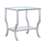 Mesa auxiliar lateral con tapa de cristal cuadrada Saide cromada