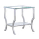 Mesa auxiliar lateral con tapa de cristal cuadrada Saide cromada