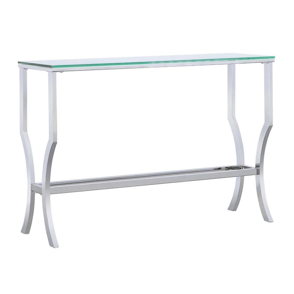 Consola de entrada rectangular con tapa de cristal Saide, cromada