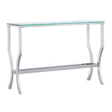 Consola de entrada rectangular con tapa de cristal Saide, cromada