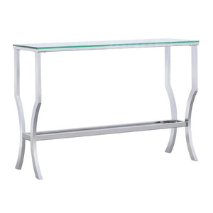 Consola de entrada rectangular con tapa de cristal Saide, cromada