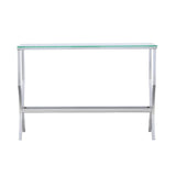 Consola de entrada rectangular con tapa de cristal Saide, cromada